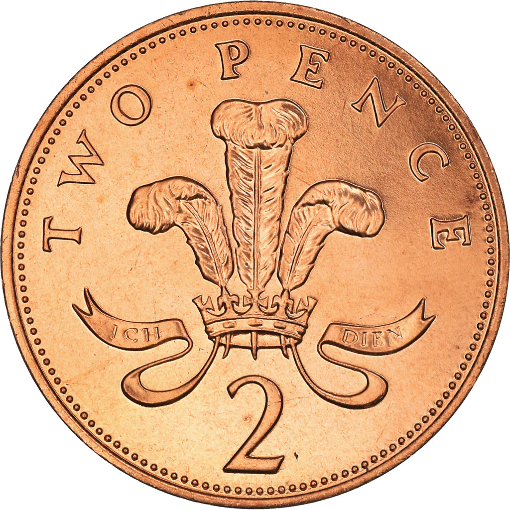 Coin, Great Britain, Elizabeth II, 2 Pence, 1982, BU, MS(65-70), Bronze, KM:928