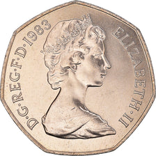 Coin, Great Britain, Elizabeth II, 50 Pence, 1983, BU, MS(65-70), Copper-nickel