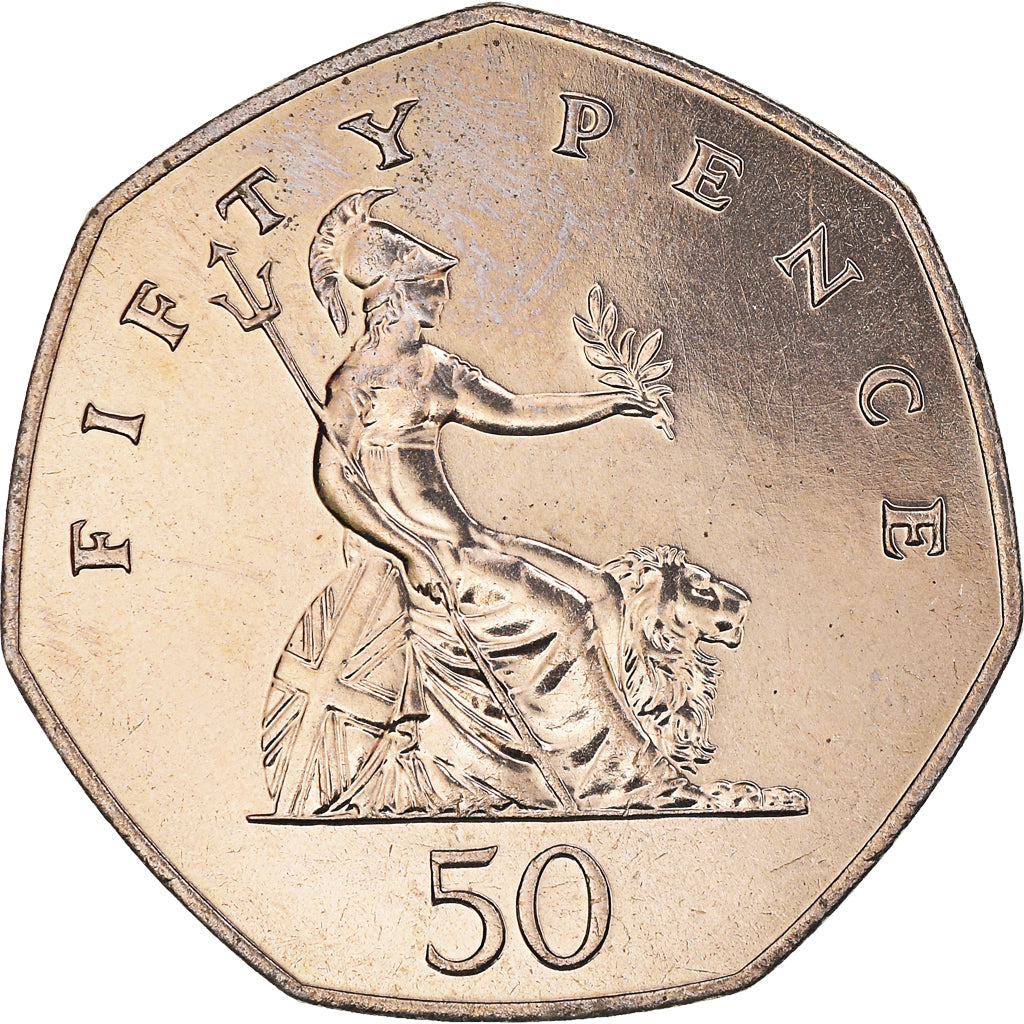 Coin, Great Britain, Elizabeth II, 50 Pence, 1983, BU, MS(65-70), Copper-nickel