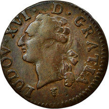 Moneta, Francia, Louis XVI, Liard, Liard, 1791, Bordeaux, MB, Rame, KM:585.8
