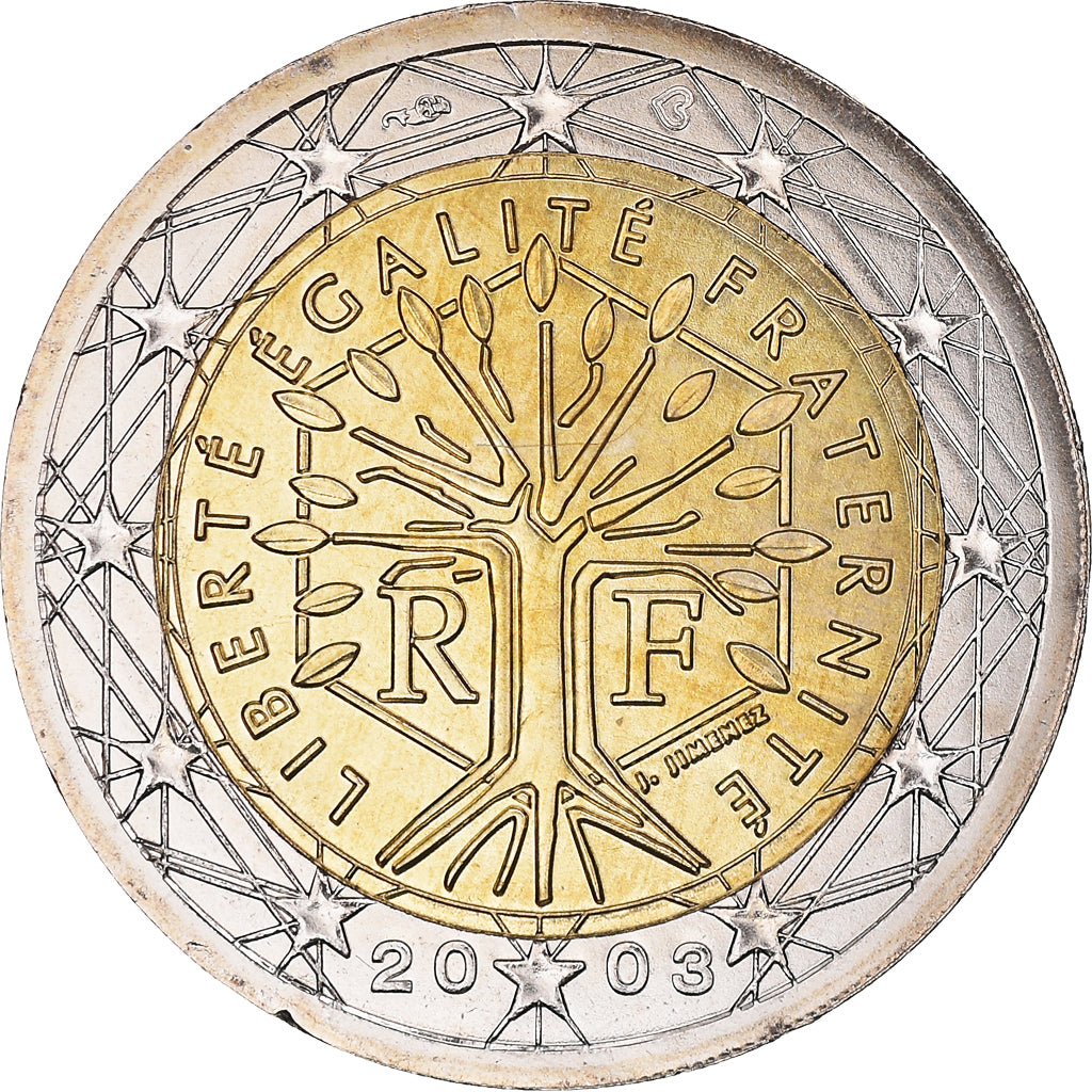 France, 2 Euro, 2003, Paris, BU, MS(65-70), Bi-Metallic, KM:1289