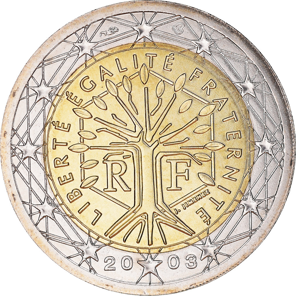 France, 2 Euro, 2003, Paris, BU, MS(65-70), Bi-Metallic, KM:1289