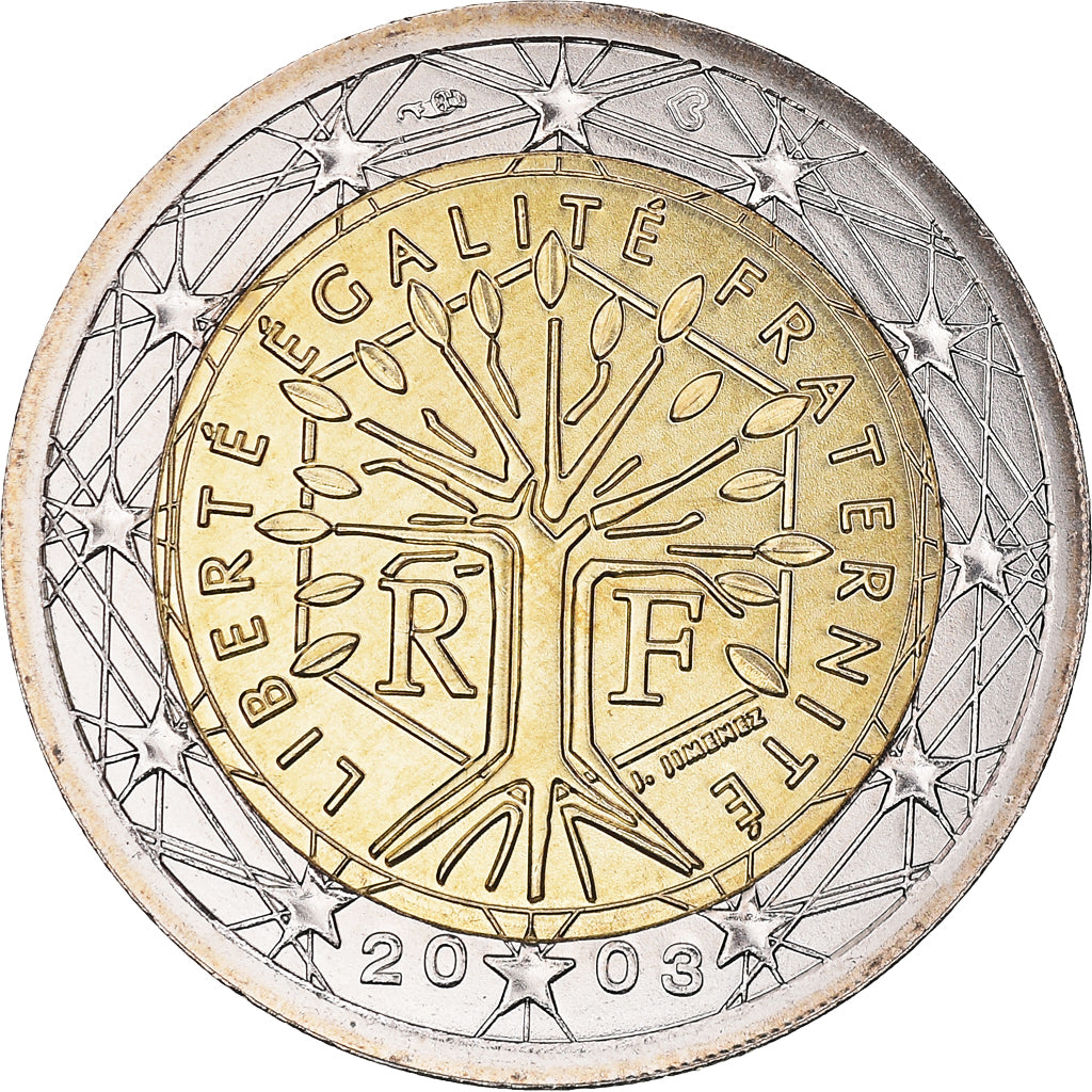 France, 2 Euro, 2003, Paris, BU, MS(65-70), Bi-Metallic, KM:1289