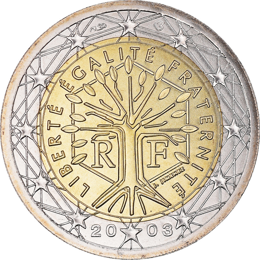 France, 2 Euro, 2003, Paris, BU, MS(65-70), Bi-Metallic, KM:1289