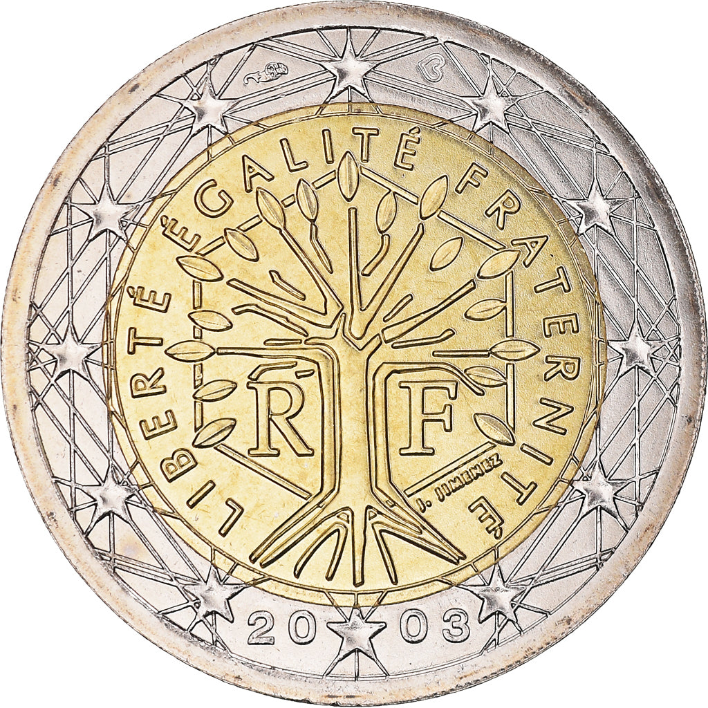 France, 2 Euro, 2003, Paris, BU, MS(65-70), Bi-Metallic, KM:1289