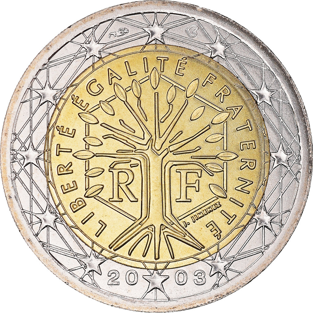 France, 2 Euro, 2003, Paris, BU, MS(65-70), Bi-Metallic, KM:1289