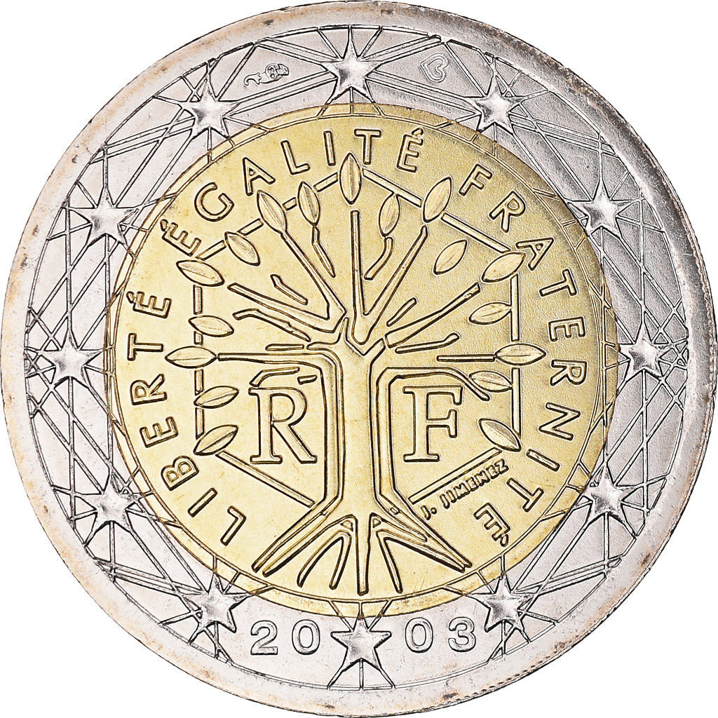 France, 2 Euro, 2003, Paris, BU, MS(65-70), Bi-Metallic, KM:1289