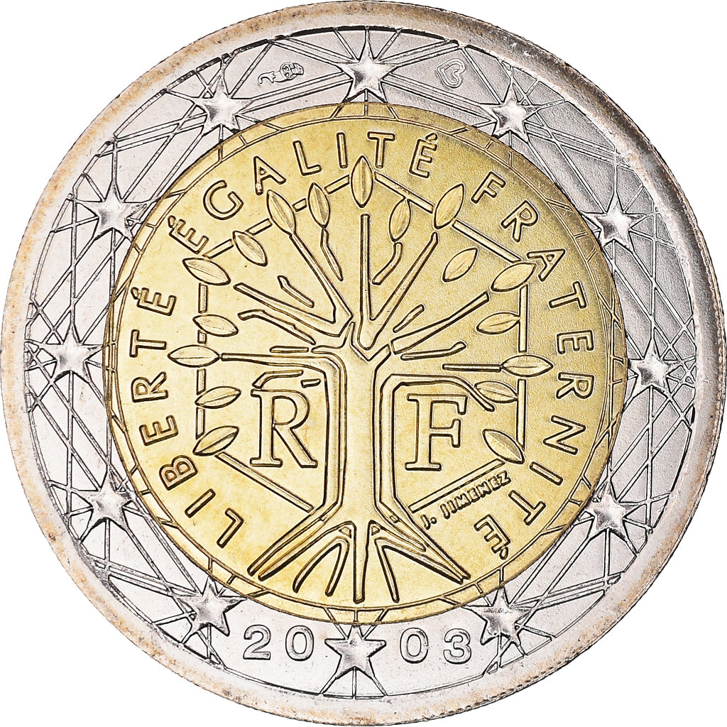France, 2 Euro, 2003, Paris, BU, MS(65-70), Bi-Metallic, KM:1289