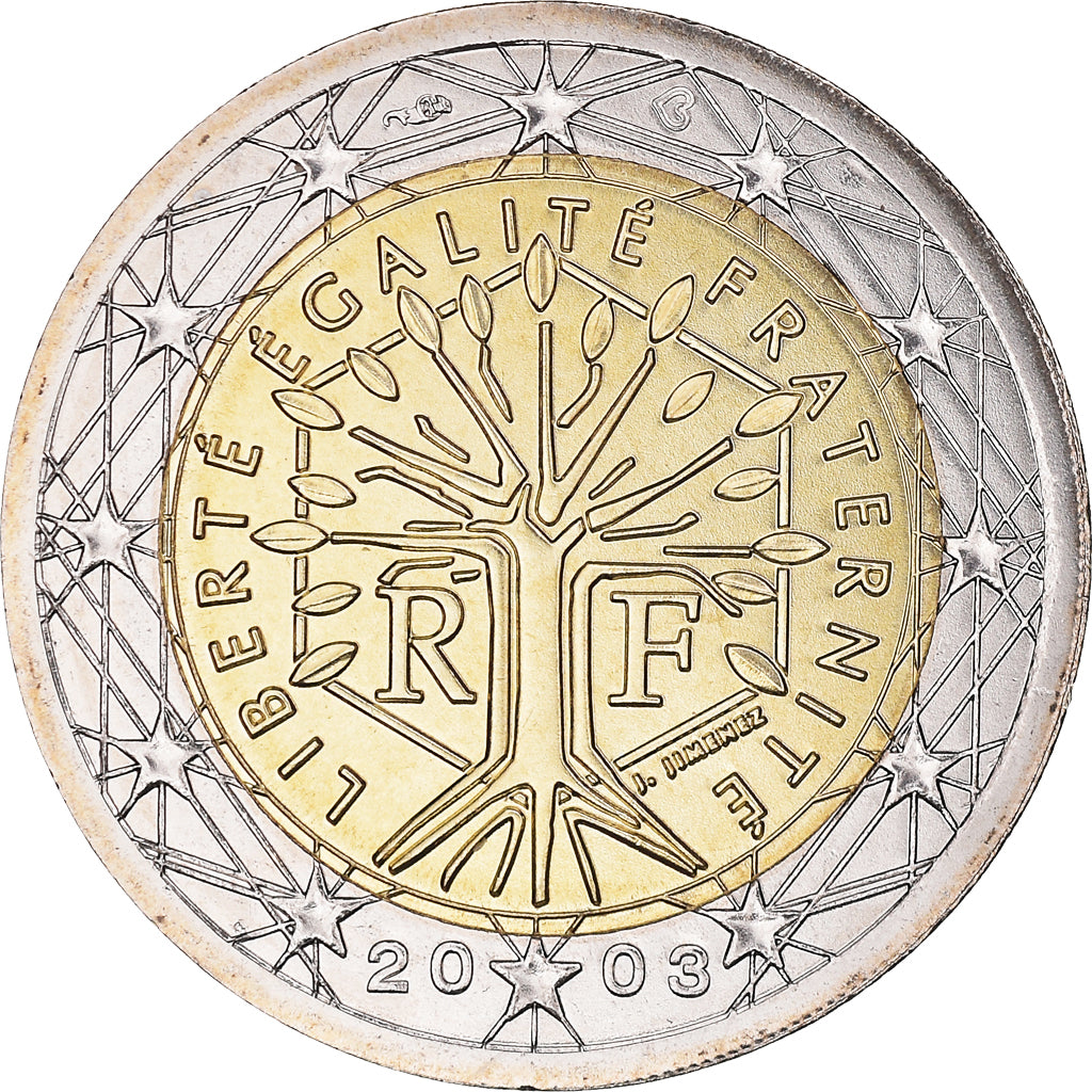 France, 2 Euro, 2003, Paris, BU, MS(65-70), Bi-Metallic, KM:1289