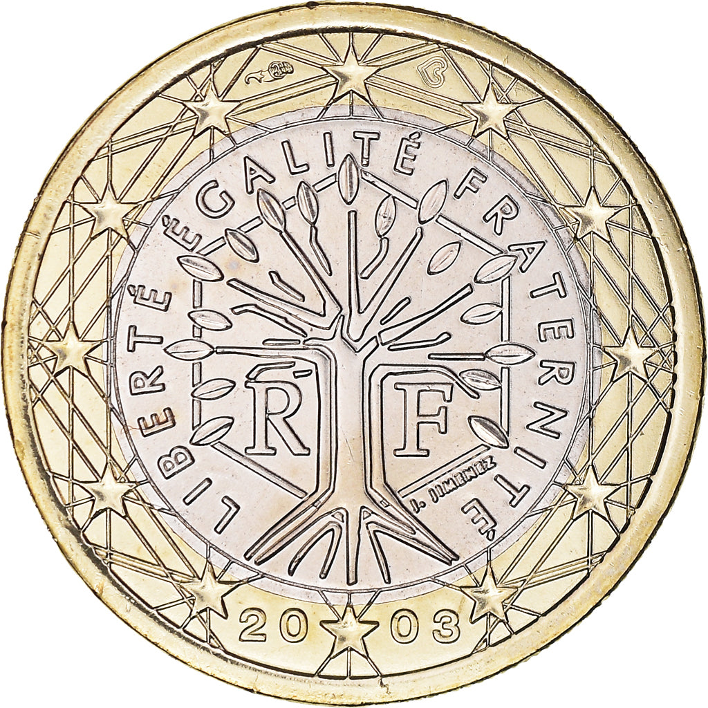 Francja, Euro, 2003, Paris, BU, MS(65-70), Bimetaliczny, KM:1288
