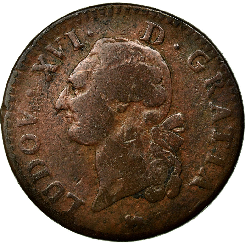 Coin, France, Louis XVI, Sol ou sou, Sol, 1791, Paris, VF(20-25), Copper