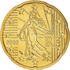 France, 20 Euro Cent, 2003, Paris, BU, MS(65-70), Brass, KM:1286