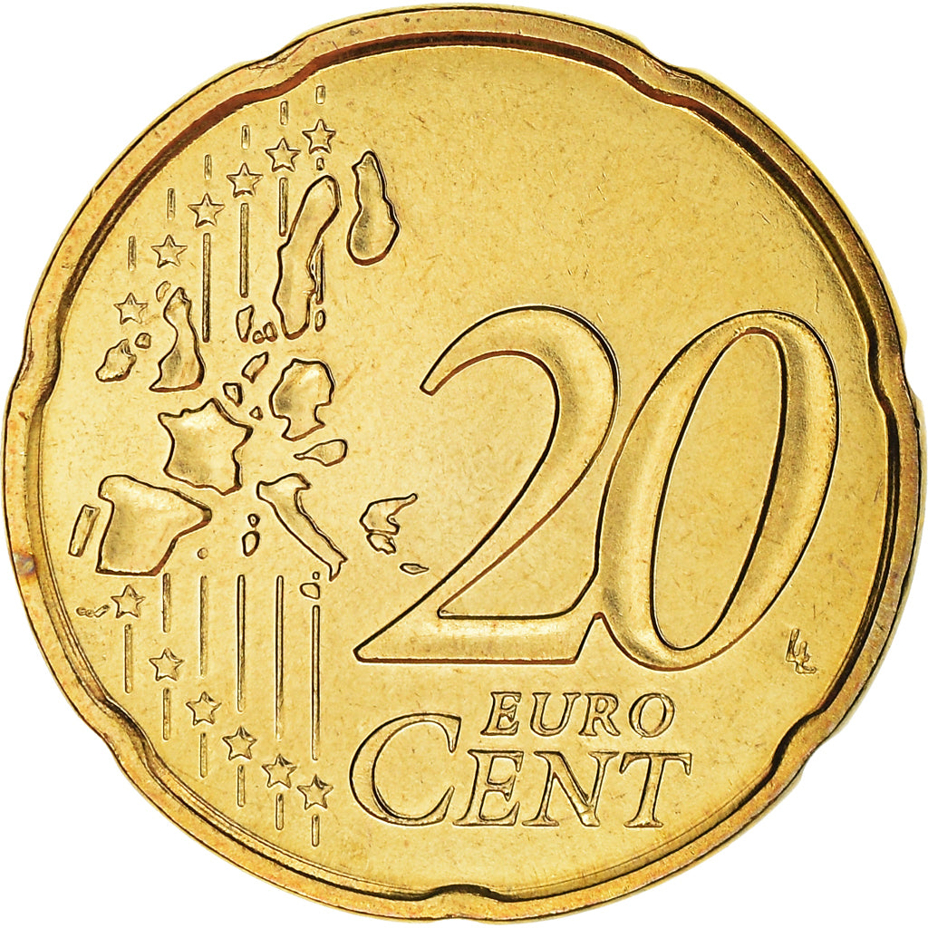 France, 20 Euro Cent, 2003, Paris, BU, MS(65-70), Brass, KM:1286