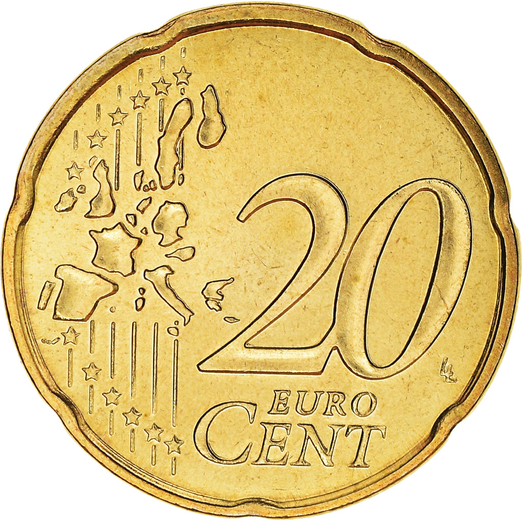 France, 20 Euro Cent, 2003, Paris, BU, MS(65-70), Brass, KM:1286