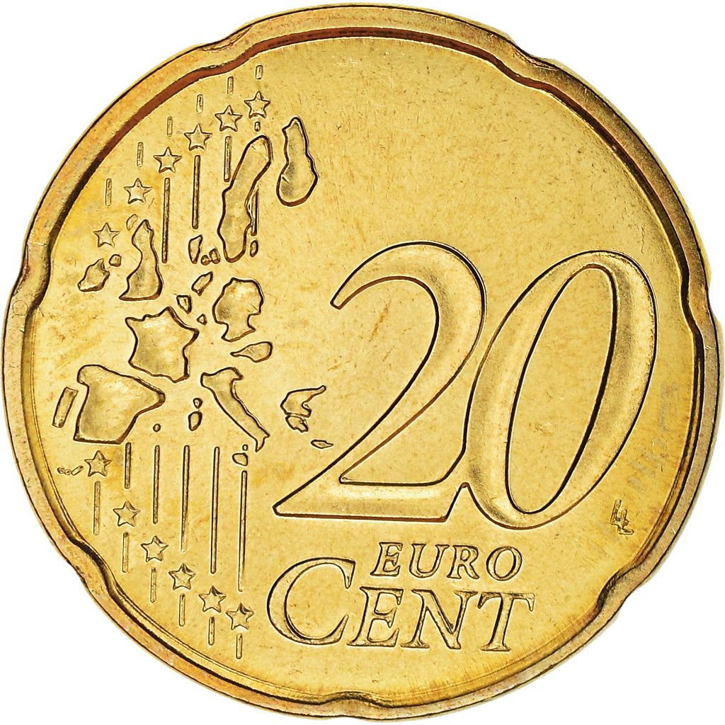 France, 20 Euro Cent, 2003, Paris, BU, MS(65-70), Brass, KM:1286