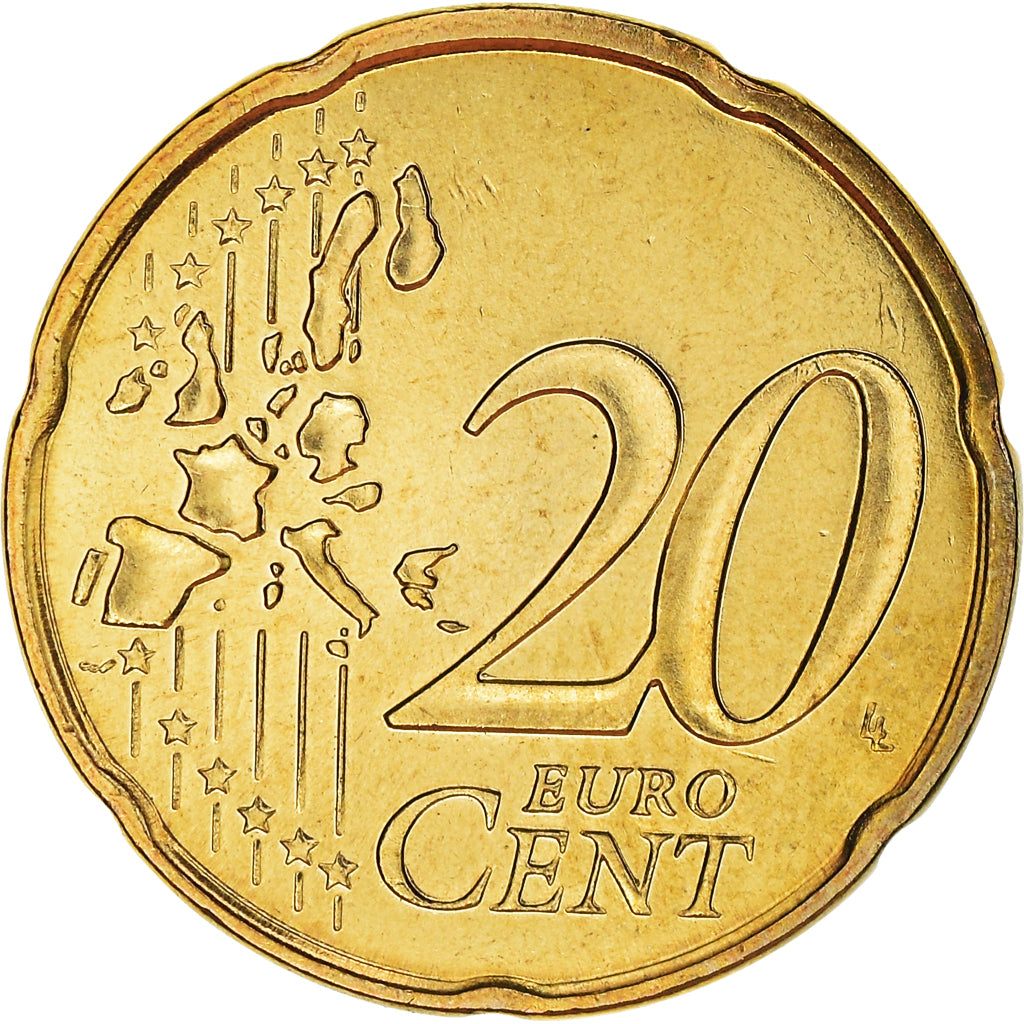 France, 20 Euro Cent, 2003, Paris, BU, MS(65-70), Brass, KM:1286