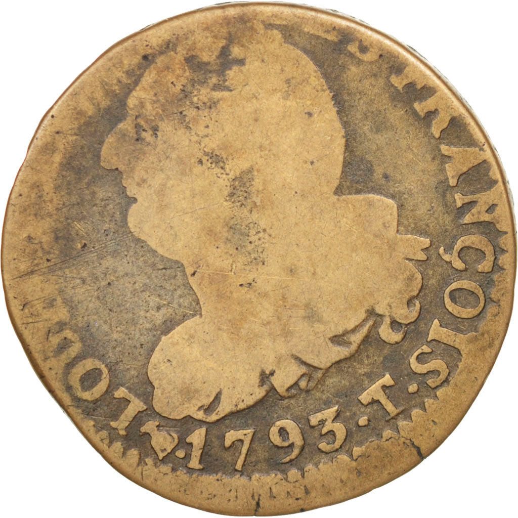 France, 6 deniers françois, 6 Deniers, 1793, Nantes, B, Bronze, Gadoury 8