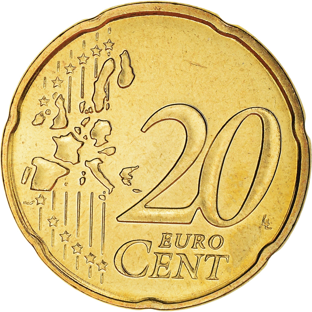France, 20 Euro Cent, 2003, Paris, BU, MS(65-70), Brass, KM:1286