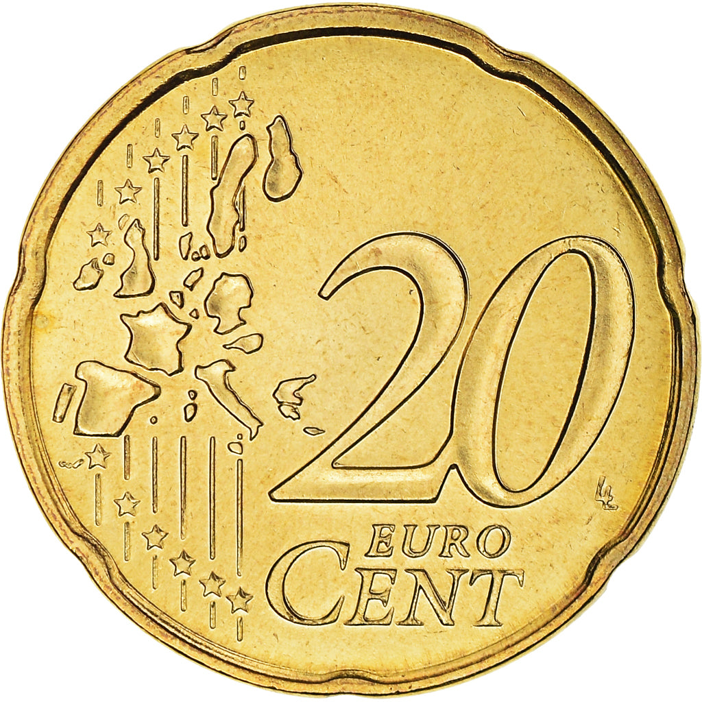France, 20 Euro Cent, 2003, Paris, BU, MS(65-70), Brass, KM:1286