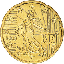 France, 20 Euro Cent, 2003, Paris, BU, MS(65-70), Brass, KM:1286