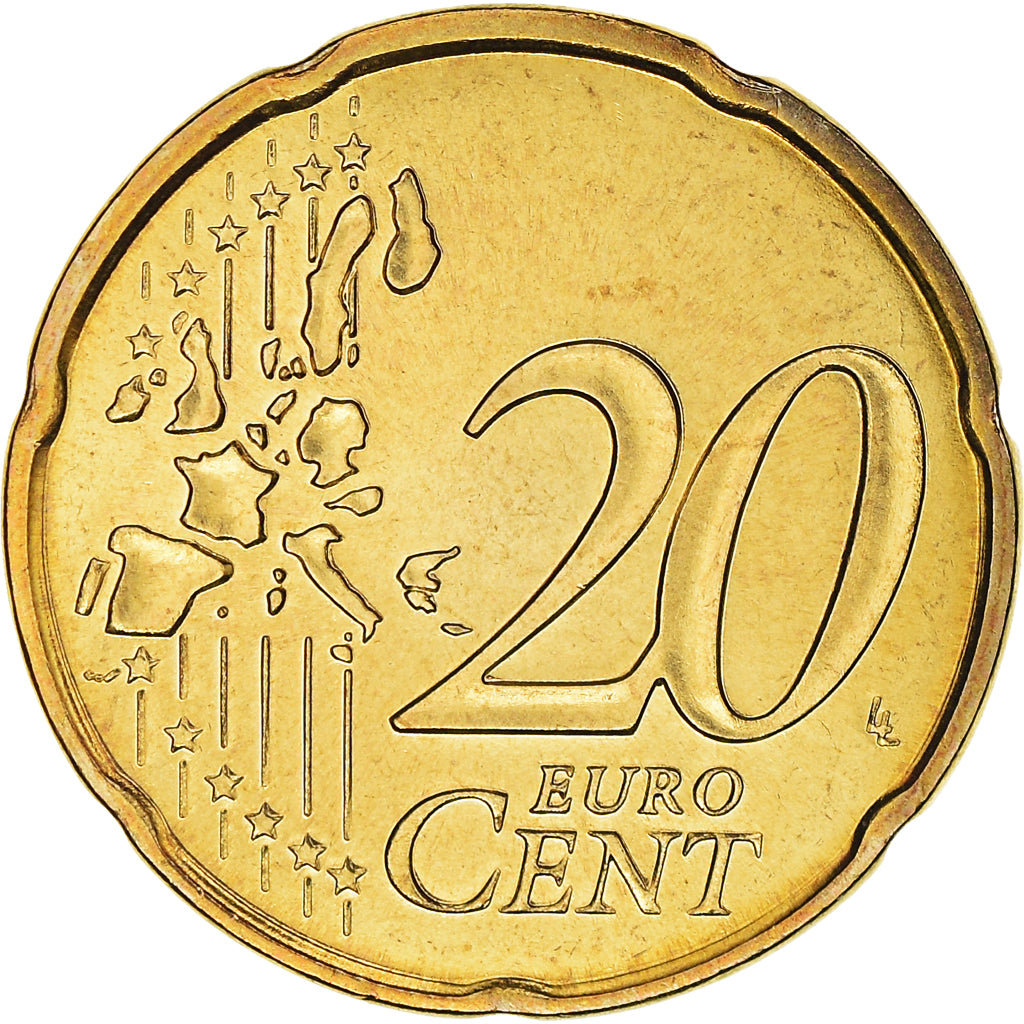 France, 20 Euro Cent, 2003, Paris, BU, MS(65-70), Brass, KM:1286