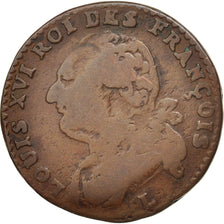 France, 12 deniers françois, 12 Deniers, 1793, Bayonne, F(12-15), Bronze,KM600.9