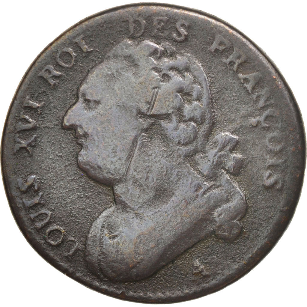 France, 12 deniers françois, 12 Deniers, 1792, Paris, B+, Bronze, Gadoury 15