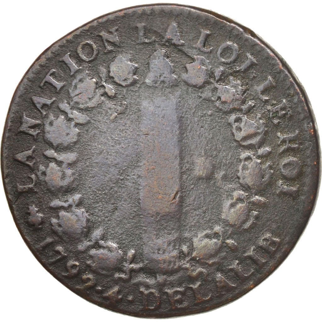 France, 12 deniers françois, 12 Deniers, 1792, Paris, B+, Bronze, Gadoury 15