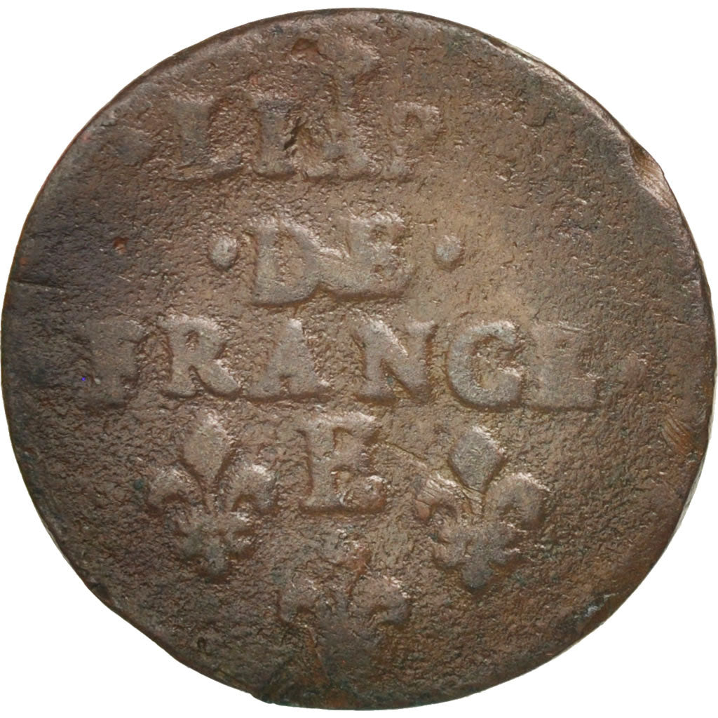 France, Louis XIV, Liard de France au buste juvénile, deuxième type,Gadoury80