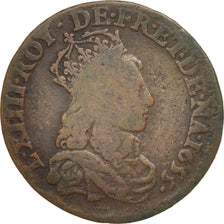 France, Louis XIV, Liard de France au buste juvénile, deuxième type, KM 192.1