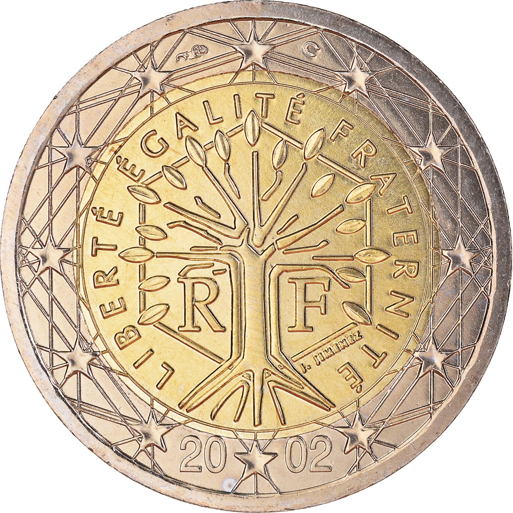 França, 2 Euro, 2002, Paris, BU, MS(65-70), Bimetálico, Gadoury:8., KM:1289