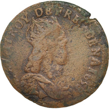 France, Louis XIV, Liard de France au buste juvénile, deuxième type, KM 192.8