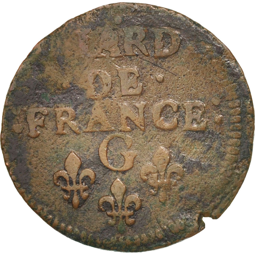 France, Louis XIV, Liard de France au buste juvénile, deuxième type, KM 192.8