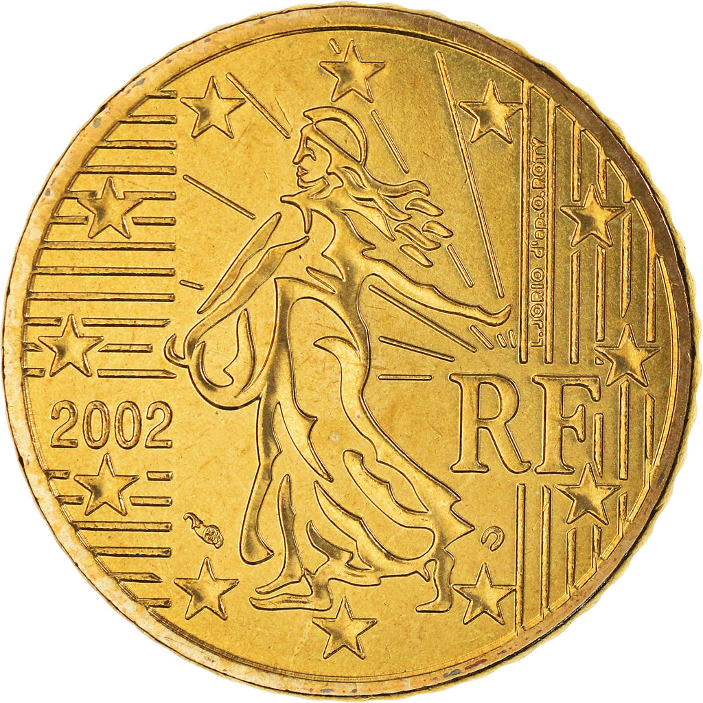 France, 50 Euro Cent, 2002, Paris, BU, MS(65-70), Brass, KM:1287