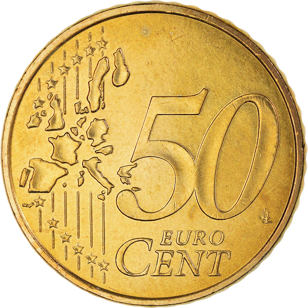 France, 50 Euro Cent, 2002, Paris, BU, MS(65-70), Brass, KM:1287