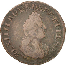Coin, France, Louis XIV, Quatre deniers de Strasbourg, 4 Deniers, 1697