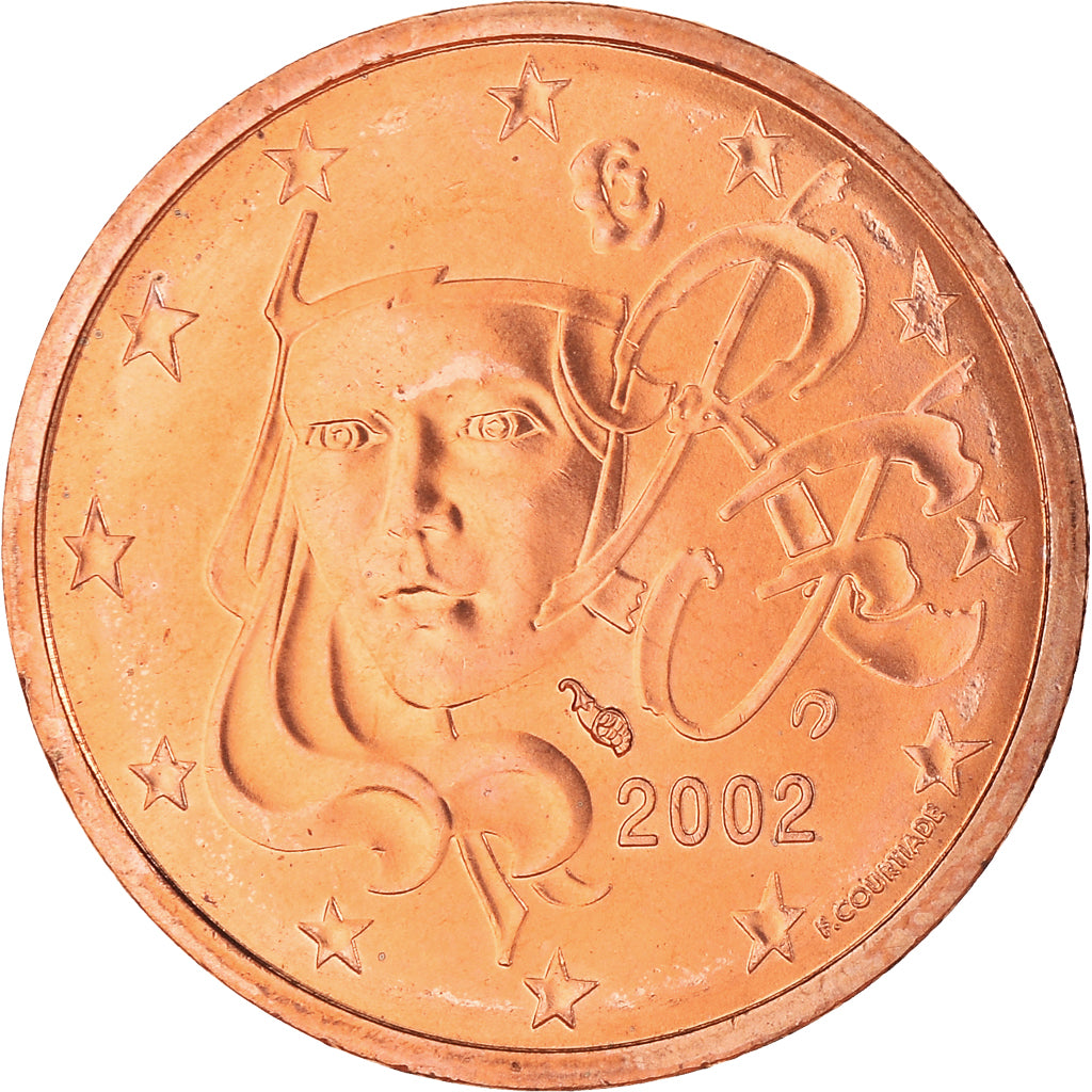 France, 2 Euro Cent, 2002, Paris, BU, MS(65-70), Copper Plated Steel, Gadoury:2