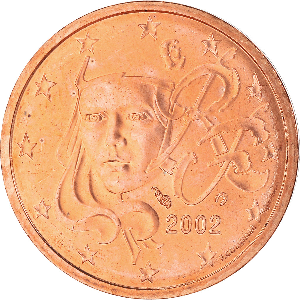 France, 2 Euro Cent, 2002, Paris, BU, MS(65-70), Copper Plated Steel, Gadoury:2