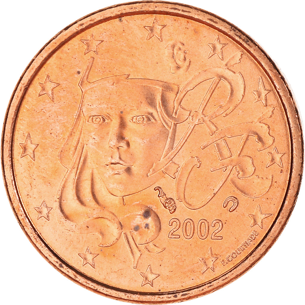 Francia, Euro Cent, 2002, Paris, BU, FDC, Acciaio placcato rame, KM:1282