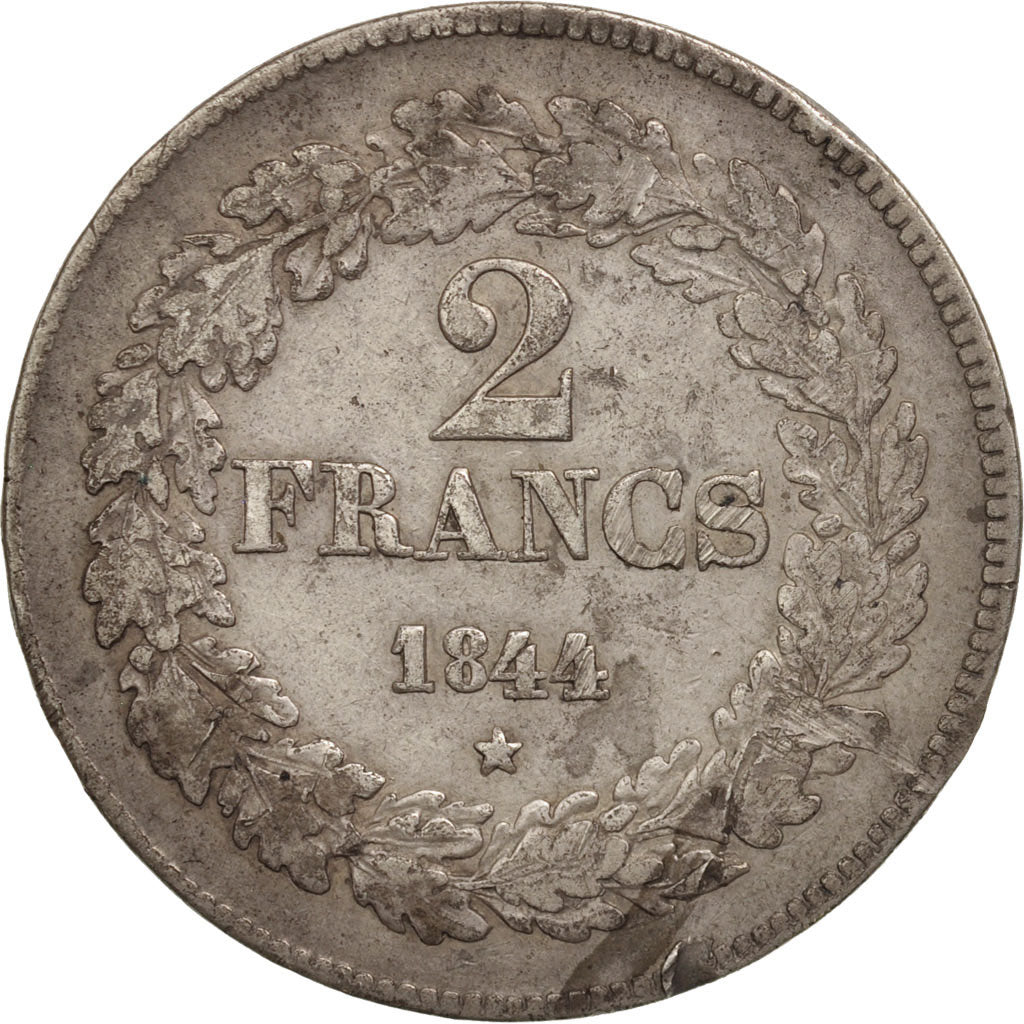 Belgium, Leopold I, 2 Francs, 2 Frank, 1844, F(12-15), Silver, KM:9.2