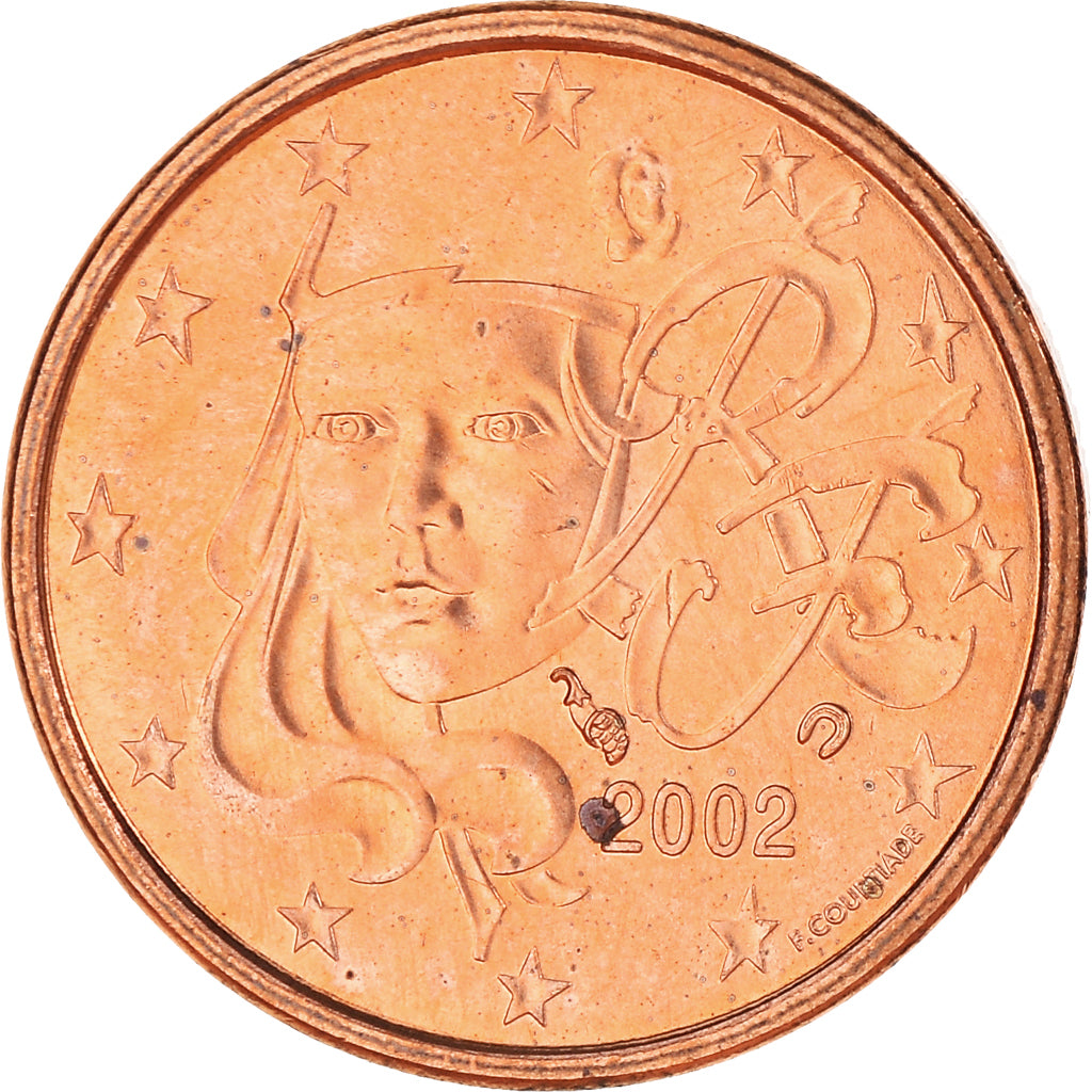 France, Euro Cent, 2002, Paris, BU, MS(65-70), Copper Plated Steel, KM:1282