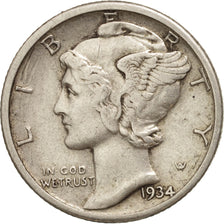 Stati Uniti, Mercury Dime, Dime, 1934, U.S. Mint, Philadelphia, BB,Argento,KM140