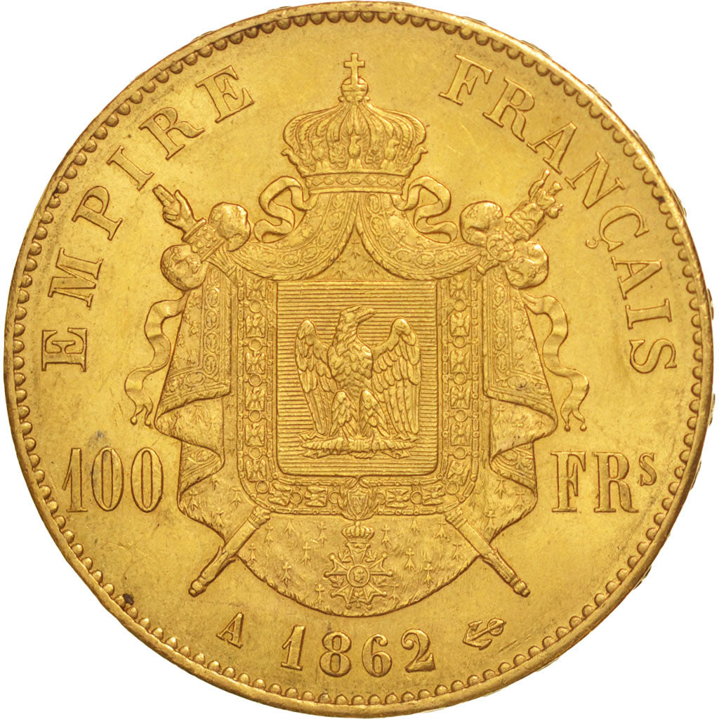 France, Napoléon III, 100 Francs, 1862, Paris, AU(55-58), Gold, KM 802.1