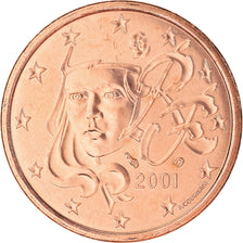 France, 5 Euro Cent, 2001, Paris, BU, MS(65-70), Copper Plated Steel, KM:1284