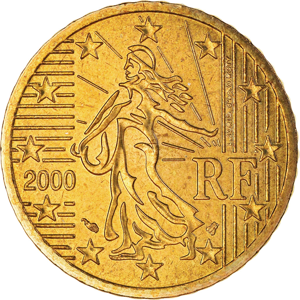 France, 50 Euro Cent, 2000, Paris, BU, MS(65-70), Brass, KM:1287