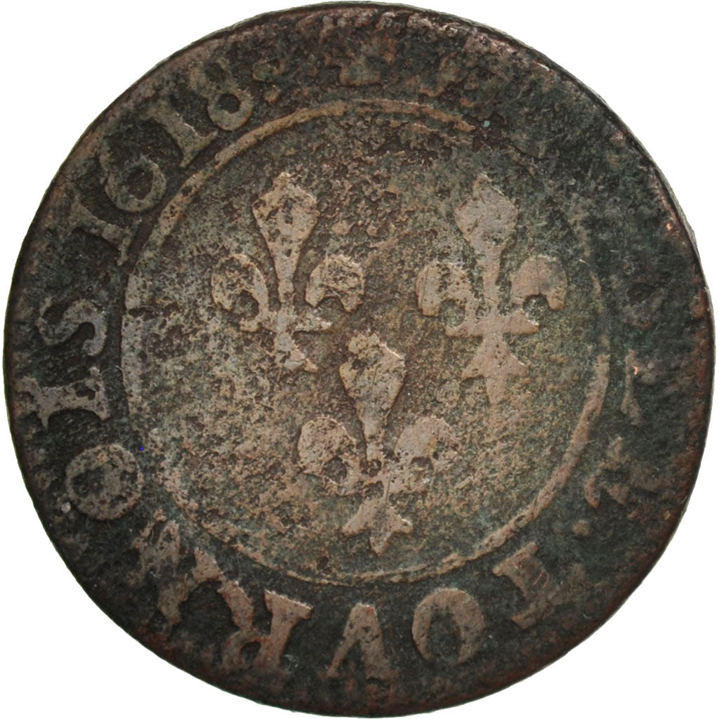 Frankreich, Louis XIII, Double tournois, buste enfantin, 1618, KM 43.6, Gadoury5