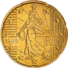 France, 20 Euro Cent, 1999, Paris, BU, MS(65-70), Brass