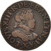 France, Louis XIII, Double tournois, buste laurée et cuirassé, 1614, Amiens,KM60