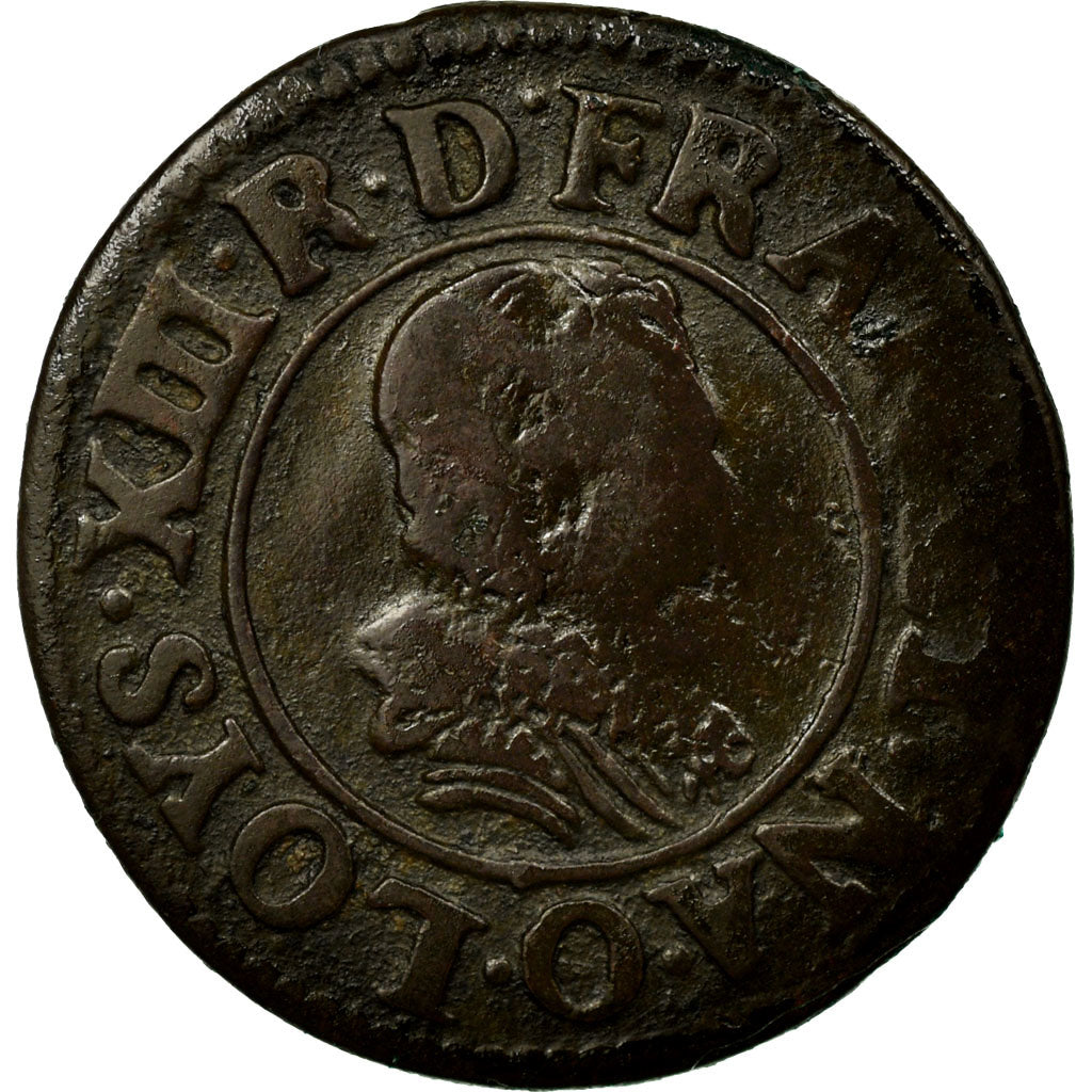 Munten, Frankrijk, Louis XIII, Double tournois, buste juvénile, Double