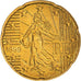 France, 20 Euro Cent, 1999, Paris, BU, MS(65-70), Brass, KM:1286